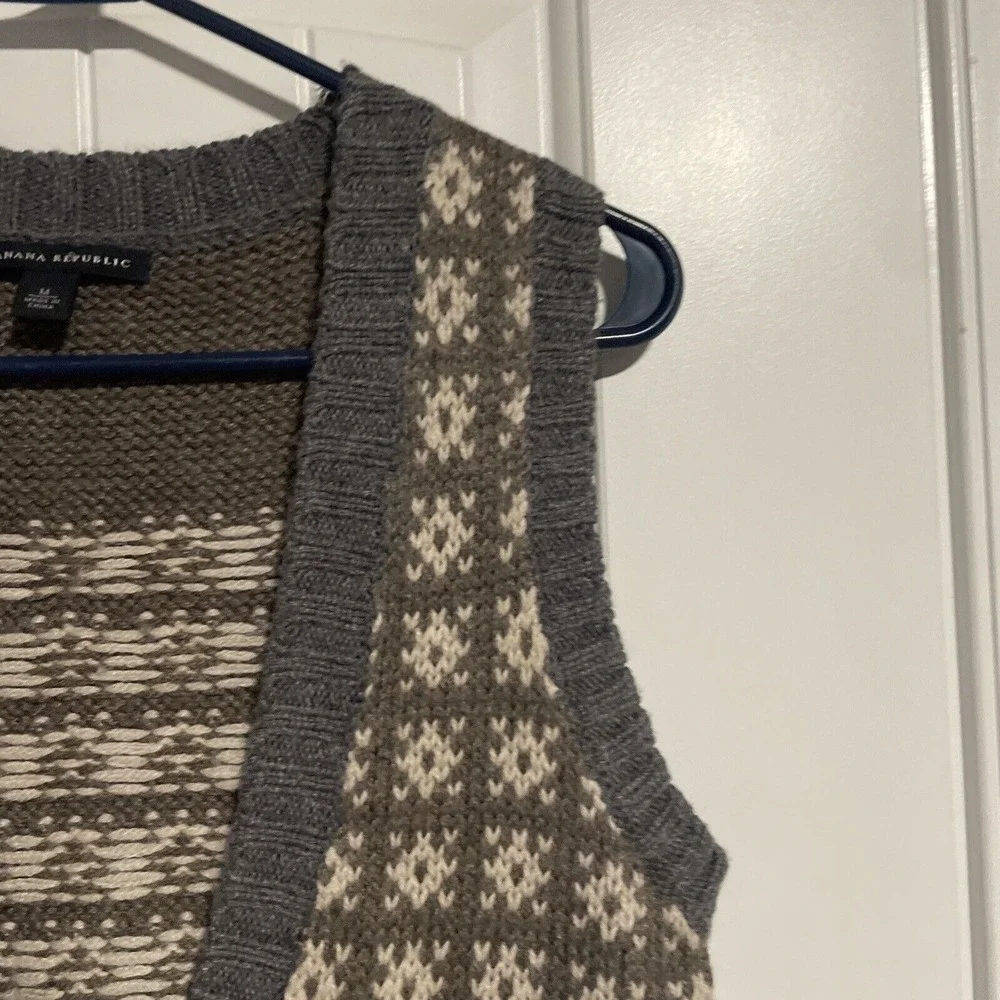 Banana Republic Wool Alpaca Blend Chunky Patterned Sweater Vest M